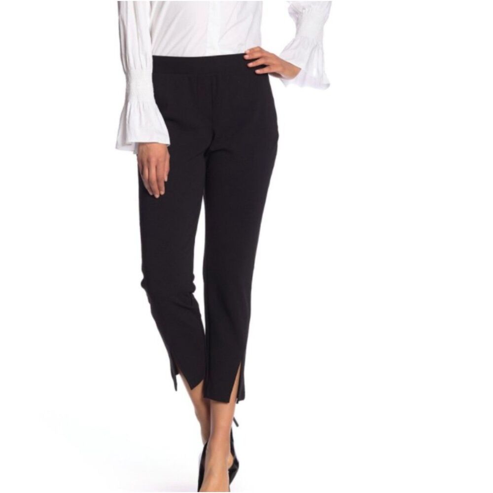 Vince. Black Pull On Elastic Waist Split Hem Dress Pant Women's Medium Pockets
